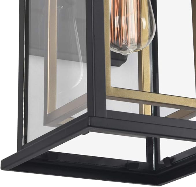 Design House Hayward 1-Light Indoor/Outdoor Wall Light with Clear Glass, Dimmable, Black and Gold Finish – Design House, 588707-BGD