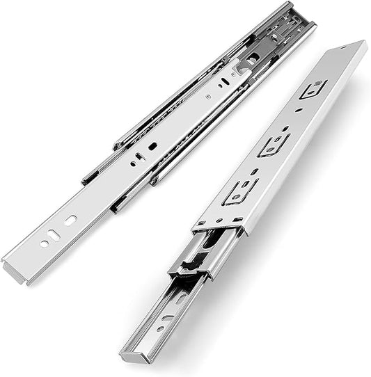 Gobrico Soft Close Drawer Slides 24 inch 1 Pair，Kitchen Drawer Slides 1 Fold Side Mount, Hardware Cabinet Drawer Slides Full Extension Drawer Glides, Heavy Duty Hydraulic Self Close Rails
