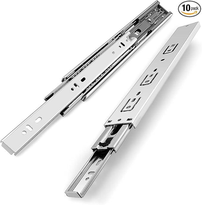 Gobrico Soft Close Drawer Slides 24 inch 10 Pair，Kitchen Drawer Slides 10 Fold Side Mount, Hardware Cabinet Drawer Slides Full Extension Drawer Glides, Heavy Duty Hydraulic Self Close Rails