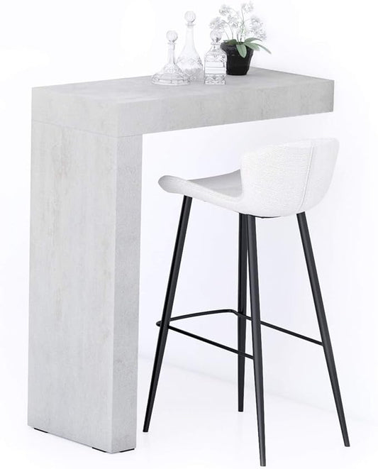 Mobili Fiver Evolution Tall Kitchen Bar Table Made in Italy | Space Saving, Wall-Mounted Counter Height Table for 1 | Breakfast Bar Table Top w/Cable Holder | Concrete Grey Effect | 35,4" x 15,7" in