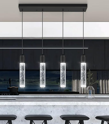 4-Lights Mini Modern Crystal Chandeliers for Kitchen Island Pendants Lighting Fixture LED Ceiling Light for Dining Room Bedroom Foyer 6000K