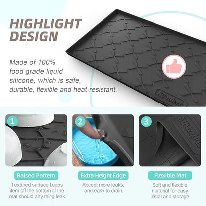 SIKADEER 40" x 19" Under Sink Mat Waterproof, Silicone Mat Kitchen Drawer Shelf and Cabinet Liner, Sink Protector for Kitchen Organizers and Storage, Boot Tray Pet Food Mats