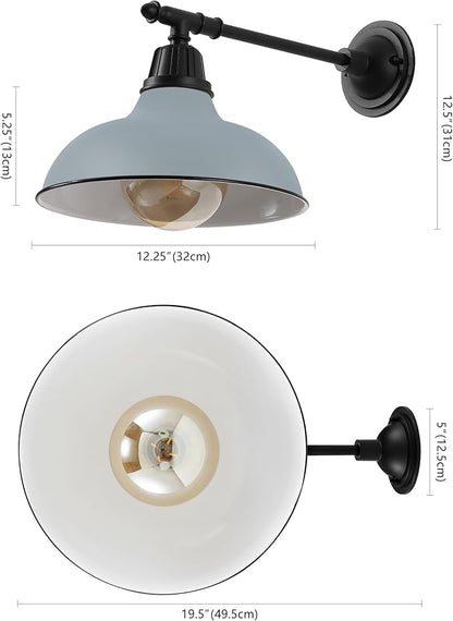 JONATHAN Y 12.25" Matte Gray/Black 1-Light Industrial Farmhouse Outdoor Sconce, Iron Wall Light with LED Bulb, Metal Bowl Shade, Vintage Porch Lamp for Entryway Patio Kitchen (JYL7615K)