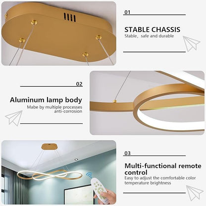 Gold Modern Chandelier for Dining Room,Creative Modern Led Pendant Light for Kitchen Island