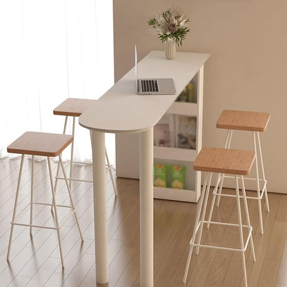 Pub Tables White Bar Table with Storage Living Room Island Simple Kitchen Dining Table Counter Table(140 * 40 * 100cm)