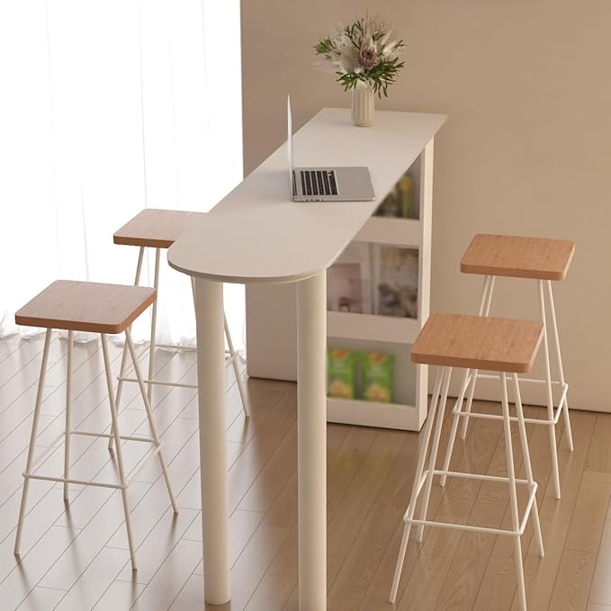 Pub Tables White Bar Table with Storage Living Room Island Simple Kitchen Dining Table Counter Table(120 * 40 * 100cm)