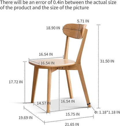 Wood Dining Chairs Set of 6 | Heavy Duty 400 lbs Commercial Grade | Natural Red Oak Finish | Mid Century Modern Curved Back Solid Wooden Chairs for Home Kitchen Restaurant | Easy Assembly