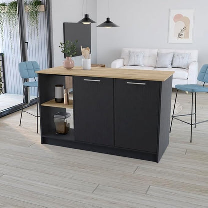 GOWE Kitchen Island Padua, Kitchen, Black/Macadamia