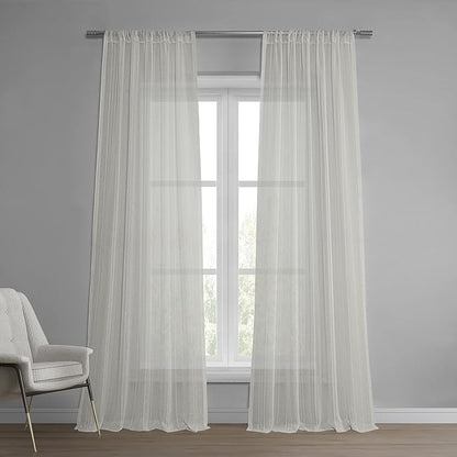 HPD Half Price Drapes Striped Faux Linen Sheer Curtains for Living Room or Bedroom 50 X 96 (1 Panel), Rod Pocket Window Curtains for Bedroom, Bordeaux