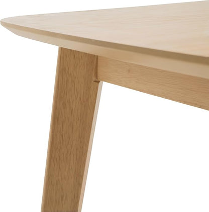 59" Low-Maintenance Mid-Century Island Table, Rustic Dining Table with Rubberwood Splayed Legs, Farmhouse Dining Table with Faux Wood Top for Dining Rooms, Natural