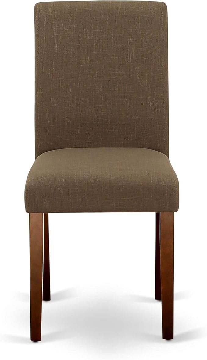 HomeStock 7 Piece Dining Room Table Set Consist of a Rectangle Kitchen Table and 6 Coffee Linen Fabric Parson Dining Chairs, 36x60 Inch, Mahogany