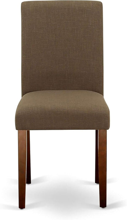 HomeStock 7 Piece Dining Room Table Set Consist of a Rectangle Kitchen Table and 6 Coffee Linen Fabric Parson Dining Chairs, 36x60 Inch, Mahogany