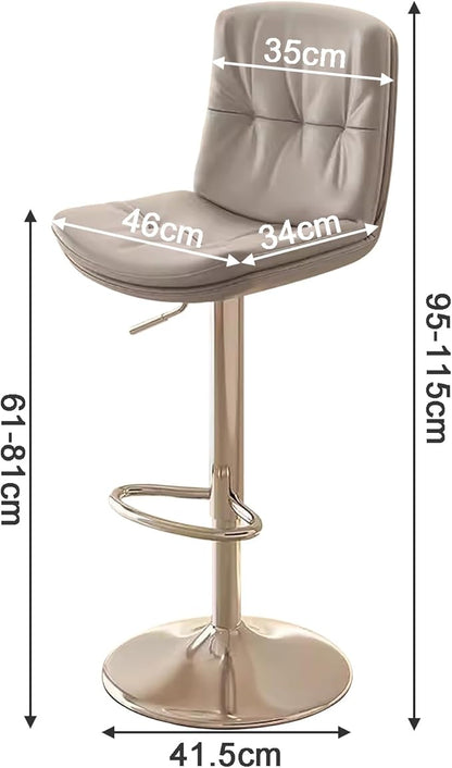 Counter Height s with Back, Faux Leather Adjustable Chairs for Kitchen Island,Light Gray-Silver Leg