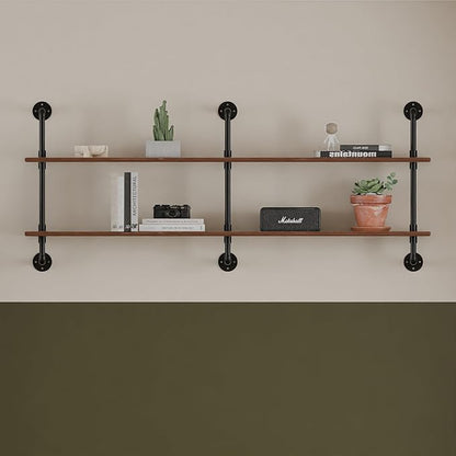 HDDFER Floating Shelves for Wall Laundry Room Shelves Bookshelf Industrial Pipe Shelving Shelf Real Wood Planks 60 inch Rustic Wall Shelves Hanging Bookshelves Farmhouse Kitchen Bar Shelving
