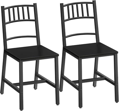 HOOBRO Dining Chairs Set of 2, Wooden Kitchen Chairs with Metal Frame, Industrial Dining Chairs with Back, Easy to Assemble, Farmhouse Dining Chairs for Living Room, Black BB39CD01