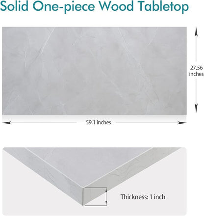 Kaboon 60x28 inches Tabletop, Solid One-Piece Desktop for Sit Stand Desk, Double Desks, L Desk DIY,Wood Countertop Home or Commercial Use,1 inch Thick, White Rock, 27.56" D x 59.1" W