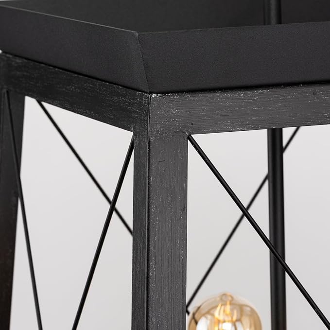 Progress Lighting Briarwood Collection 21 in. 4-Light Textured Black Farmhouse Foyer Chandelier with Painted Ceruse Black