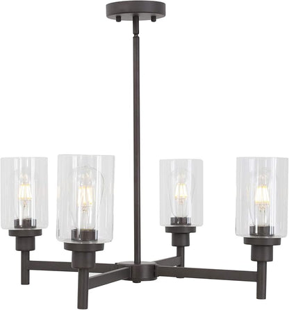 VINLUZ 4 Light Pendant Chandelier Modern Metal Lighting Oil Rubbed Bronze Industrial Ceiling Lighting Fixture for Dining Room Kitchen Living Room