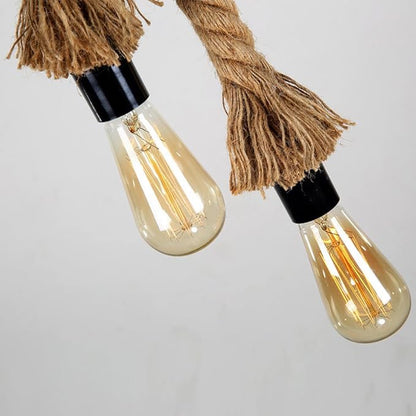 Mengjay Trade E27 Hemp Rope Double Head Vintage Hanging Pendant Ceiling Light Lamp Industrial Retro Country Style Dining Hall Restaurant Bar Cafe Lighting AC 220V (4m (200 cm+200 cm))