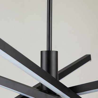 Y'INSP Black LED Chandeliers for Dining Room, 4-Lights Modern Pendant Light Fixture LED Embedded Hanging Lighting Fixtures for Kitchen Island Bedroom Living Room