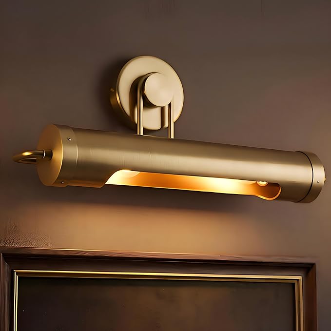 18in Picture Lights Hardwired Brass Picture Light, Gold Modern Picture Light for Wall, 360°Rotatable Art Light Gallery Lights, Wall Sconces for Painting Display Artwork Portrait