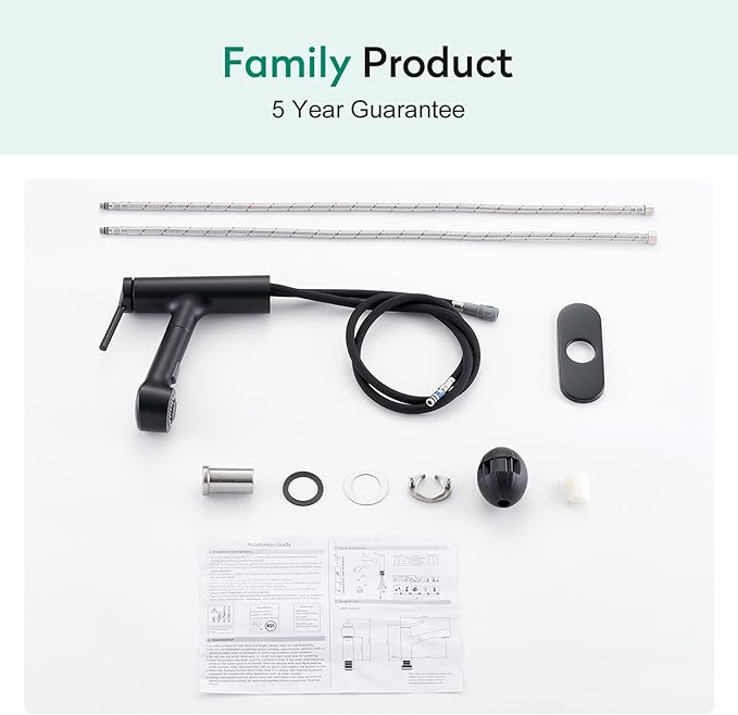 CREA Black Single Hole Bathroom Faucet 1 Handle Pull Out Bar Sink Faucets with Sprayer Handheld Bath Tub Faucet Baby Pets Laundry Toilet Vanity Basin Mixer Tap