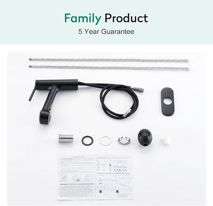 CREA Black Single Hole Bathroom Faucet 1 Handle Pull Out Bar Sink Faucets with Sprayer Handheld Bath Tub Faucet Baby Pets Laundry Toilet Vanity Basin Mixer Tap