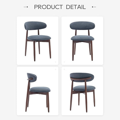 COLAMY Wooden Dining Room Chairs Set of 6, Modern Upholstered Fabric Dining Chairs, Farmhouse Kitchen Side Chair with Foot Pegs, Blue