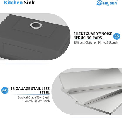 30 Inch Drop in Kitchen Sink 30x22 Drop in Kitchen Sink 16 Gague Topmount Stainless Steel Single Bowl Handmade Sinks Large Deep Basin 30"x22"x9"