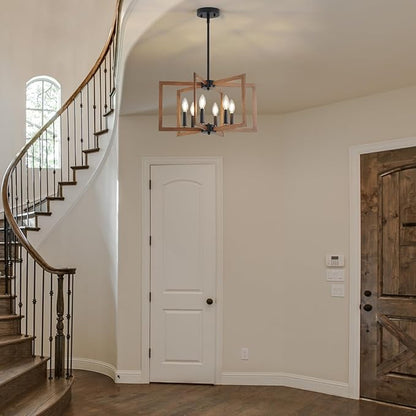 Farmhouse Dining Room Light Fixture, 6-Light Chandelier Modern Metal Industrial Chandelier Lighting for Farmhouse Kitchen Entryway Living Room (E12 Bulbs Not Included)