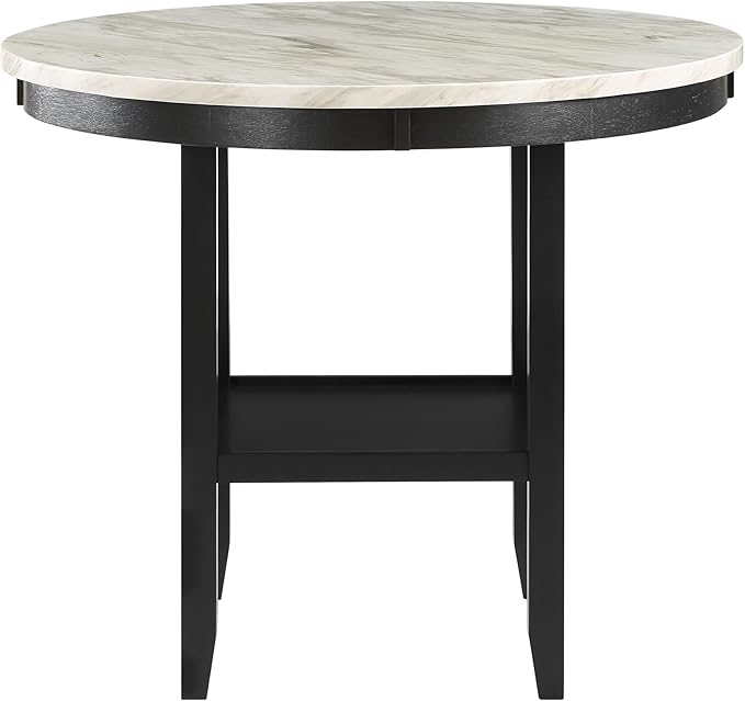 Transitional Style Bar Table with Light Gray Finish and Built-in Storage, Spacious Top for Home Bar or Kitchen Island, Rubber Wood, Antique White