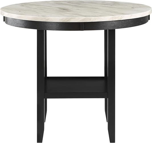 Transitional Style Bar Table with Light Gray Finish and Built-in Storage, Spacious Top for Home Bar or Kitchen Island, Rubber Wood, Antique White