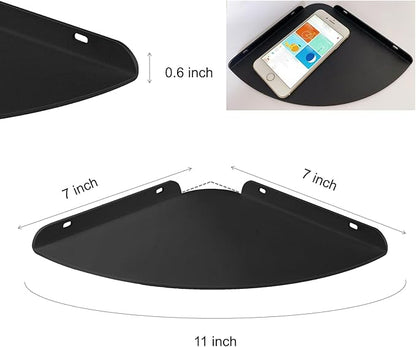 Small Floating Corner Shelves Metal Corner Wall Mounted Shelf Curved Corner Hanging Shelving for Bathroom, Kitchen, Living Room, Office, Bedroom & Dorm (Black 1 pcs)