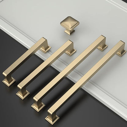 Amerdeco 10 Pack Brushed Gold Cabinet Pulls 10 Inch Hole Centers Kitchen Cabinet Handles Cabinet Hardware Kitchen Handles for Cabinets Cupboard Handles Drawer Pulls ZH0019…