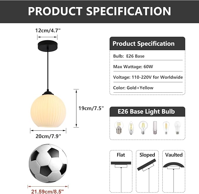 Contemporary Modern Pendant Lights Black Globe Pendant Lights Kitchen Island Vintage Milk White Glass Pendant Lighting Unique Ribbed Glass Ceiling Pendant Light (2 Pack)