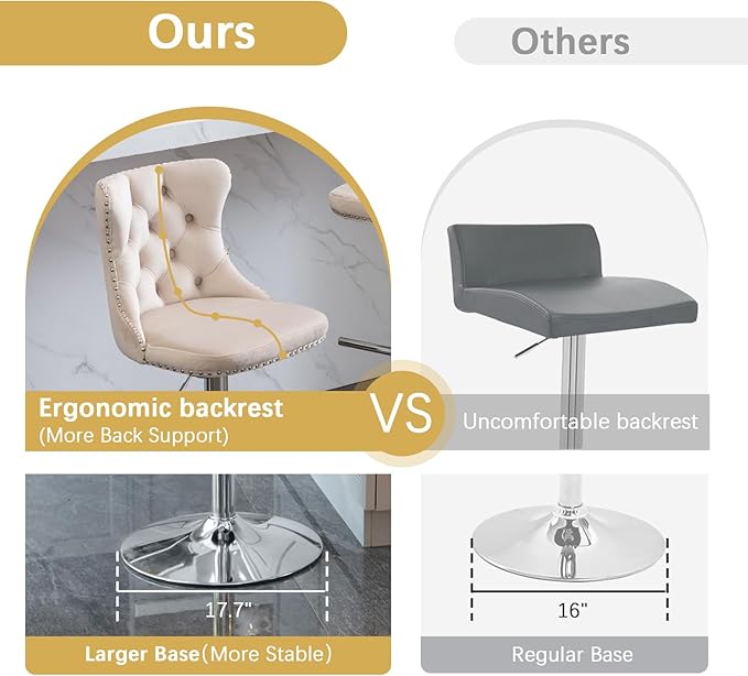 yeag 31.5'' Modern Luxury Glass Bar Table Set for 4, Round Pub Table Cocktail Table and 4 Adjustable Velvet Swivel Barstools Island Chairs for Bistro (Silver Metal Legs, Clear Top + Beige Chair)