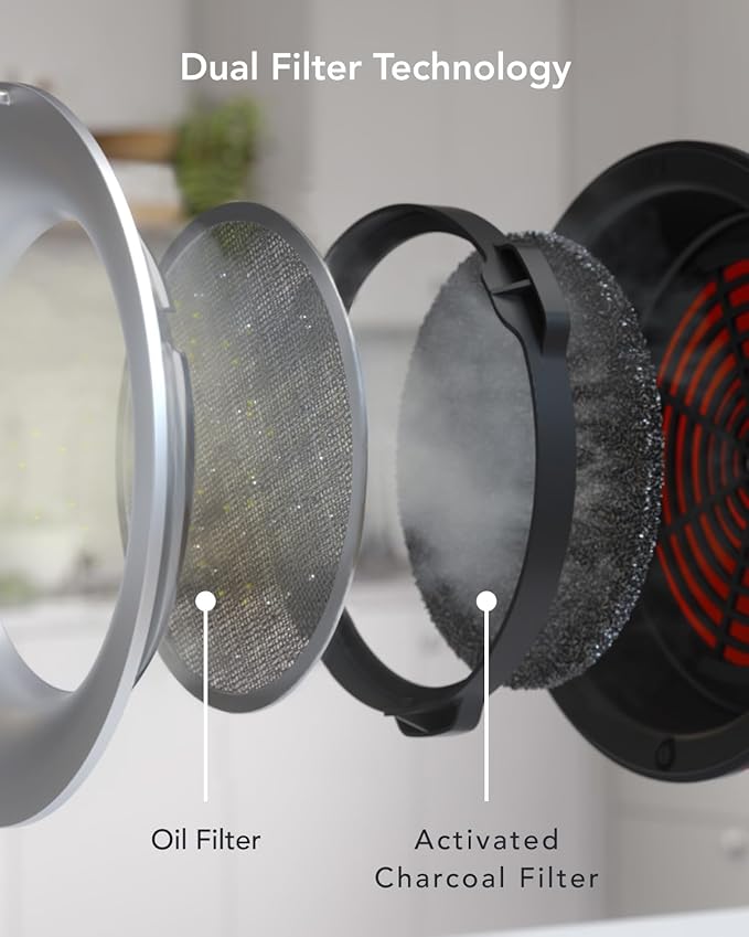 AirHood Wired Range Hood | Portable Kitchen Exhaust Fan with 2 Activated Charcoal Air Filter & Stainless-steel Oil Filter | Easy to Clean - Ideal for Indoor Cooktop Use (Space Black)