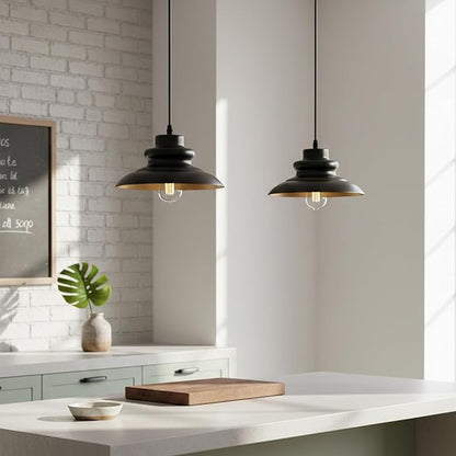 Pendant Light Fixture, Hanging Light for Kitchen Island Dining Room Bedroom Foyer, E26 Base Metal 1-Light Ceiling Lamp