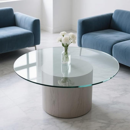 48" Round Tempered Glass Table Top, Clear Surface Flat Polished Edge for Furniture Protection Patio Dining Coffee End Tables (48 inch)