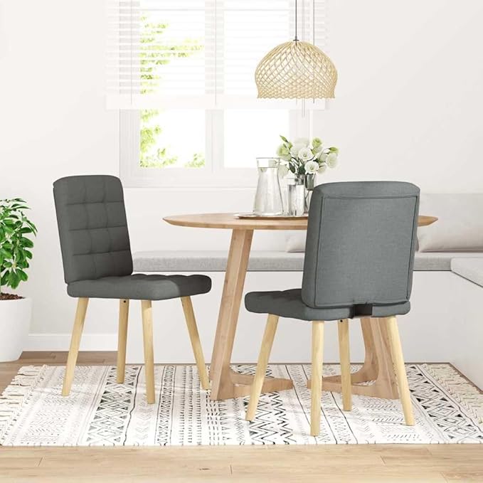 Modern Dining Chairs 2-Piece Set Dark Gray Fabric Upholstered Accent Chairs with Metal Wood Frame for Dining Room Kitchen Living Room Furniture