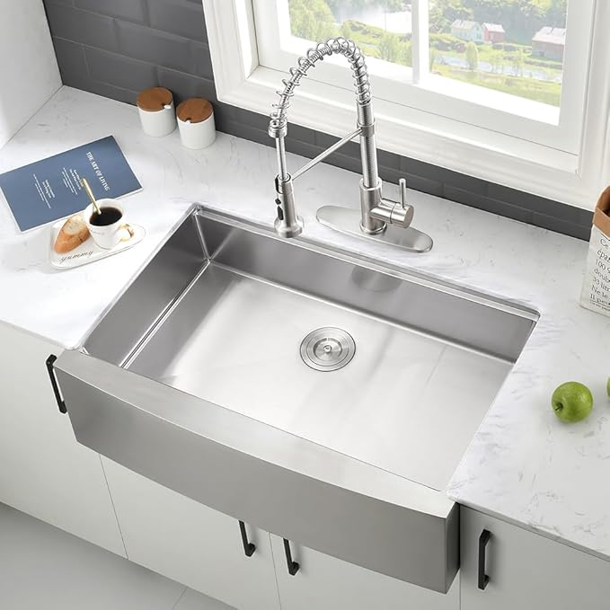 33 Inch Stainless Steel Farmhouse Sink-VASOYO 33x22 Apron Front Farm Sink Stainless Steel Farmhouse Kitchen Sinks Workstation 16 Gauge Single Bowl Deep Kitchen Sinks Undermount with Cutting Board