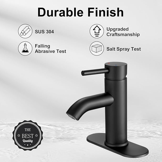 Black Bathroom Faucet Single Handle Bathroom Sink Faucet with Pop-up Drain Rv Lavatory Vessel Faucet Basin Mixer Tap with Deck Plate