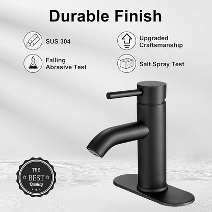 Black Bathroom Faucet Single Handle Bathroom Sink Faucet with Pop-up Drain Rv Lavatory Vessel Faucet Basin Mixer Tap with Deck Plate