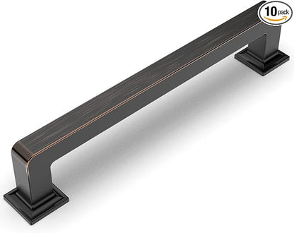 Amerdeco 10 Pack Oil Rubbed Bronze Cabinet Pulls 5 Inch(128MM) Hole Centers Kitchen Cabinet Handles Cabinet Hardware Kitchen Handles for Cabinets Cupboard Handles Drawer Pulls ZH0019