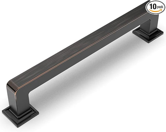 Amerdeco 10 Pack Oil Rubbed Bronze Cabinet Pulls 5 Inch(128MM) Hole Centers Kitchen Cabinet Handles Cabinet Hardware Kitchen Handles for Cabinets Cupboard Handles Drawer Pulls ZH0019