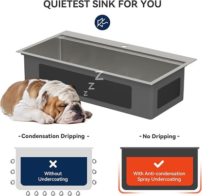 Lordear 36 Drop In Kitchen Sinks Worktation 16 Gauge Stainless Steel Single Bowl Ledge Worktation 36x19 Inch Topmount Overcounter Handmade Kitchen Sink Basin With Cutting Board