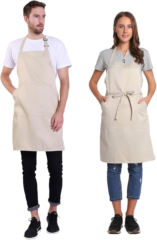BIGHAS Adjustable Bib Apron with Long Ties for Women Men 18 Colors Chef Kitchen Cooking