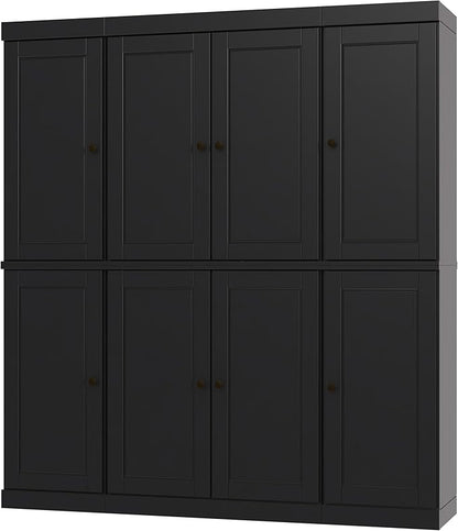 Palace Imports Solid Wood Pantry Storage - 71.5" Tall, 65" Wide Freestanding Utility Cabinet with 2-Drawer Kit & Adjustable Shelves – Black, Renewable Eco-Friendly 100% Wood, Made in Brazil