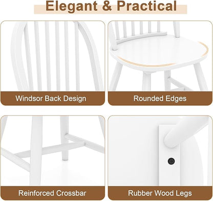 Safeplus 18" Oak Dining Chairs Set of 2, Wood Windsor Chair with Spindle Back for Country Farmhouse Kitchen Island