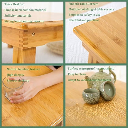 SH-tables Folding Table, Japanese-Style Household Square Bamboo Table, Computer Desk, Low Bamboo Table, Multi-Function Small Dining Table, Various Sizes (Size : 60×60×47cm)